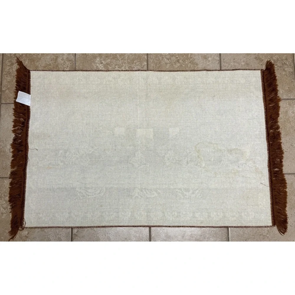 Vintage Last Supper Wall Tapestry Rug Fringe Turkish 27x43 Religious